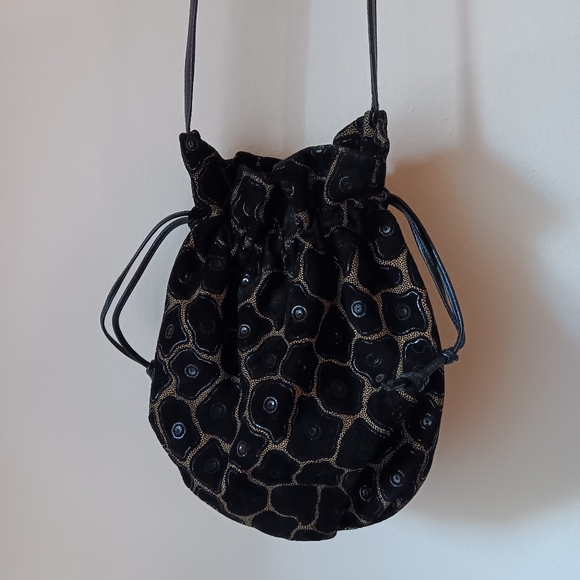 Carlos Falchi Suede Drawstring Crossbody Purse - Picture 3 of 3